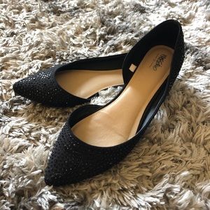 SOLD Black Rhinestone D’Orsay Flats